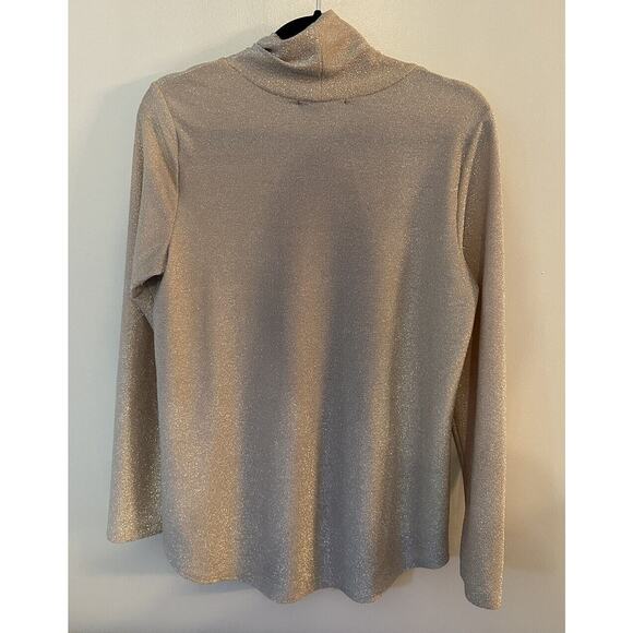 Karen Kane Turtleneck Womens Size Medium Long Sleeve Champagne Shimmer Tunic Top - Picture 2 of 9